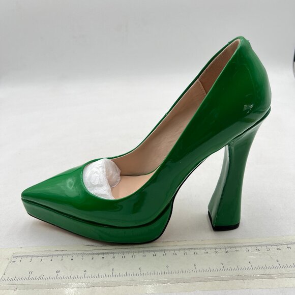 YDN Green Platform Pointed Toe Slip on Pumps Special Block High Heels Shoes - Picture 1 of 7